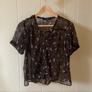 Printed cropped blouse, size medium